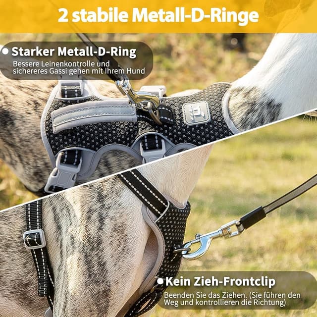 Detalle de Huntboo Sicherheitsgeschirr für Hunde (Ausbruchsicher, reflektierend) – Schwarz, XS