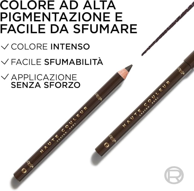 Detalle de L’Oréal Paris Matita Occhi Khol Haute Couleur 120 Brun Leather, colore pieno e tratto modulabile