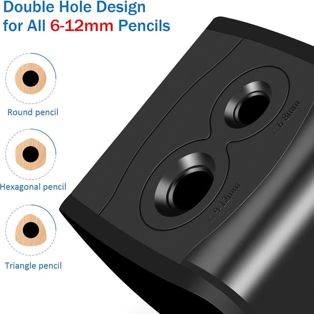 Detalle de Temperamatite elettrico USB professionale doppio foro per matite 6-12 mm con serbatoio e 4 lame di ricambio