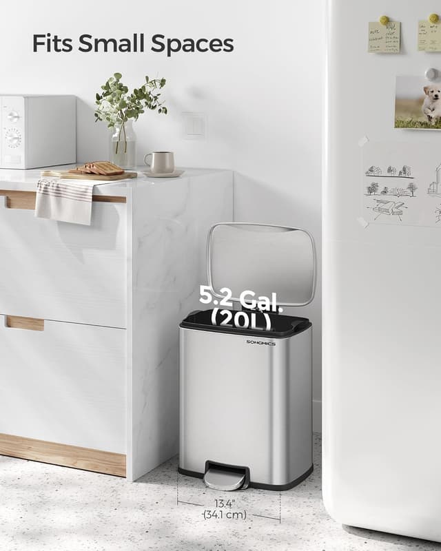 Thumbnail 2 de SONGMICS ULTB543E01 20L Step Trash Can for Kitchen 🗑