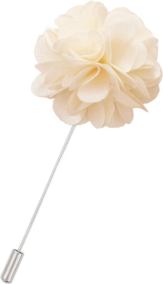 Thumbnail 5 de DQT Men Satin Floral Lapel Pin Boutonniere for Wedding Suit