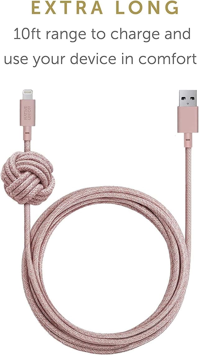 Detalle de Native Union Night Cable (10ft) – Ultra-strong MFi Lightning to USB charging cable for iPhone