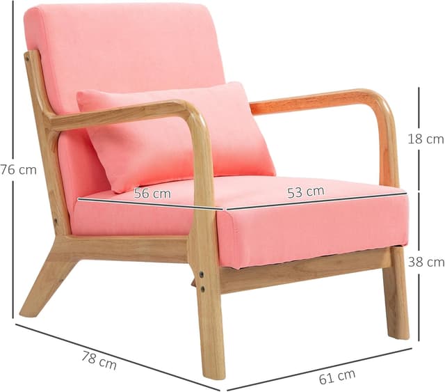 Thumbnail 2 de HOMCOM Butaca Nórdica Rosa 61x78x76 cm