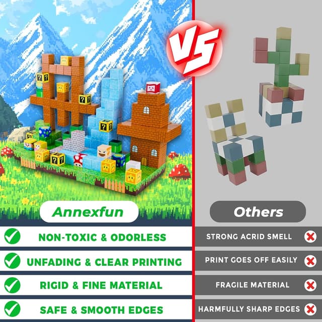 Detalle de Annexfun 100-Piece Magnetic Building Cubes (Magnetic Blocks) for STEM & Montessori Sensory Play