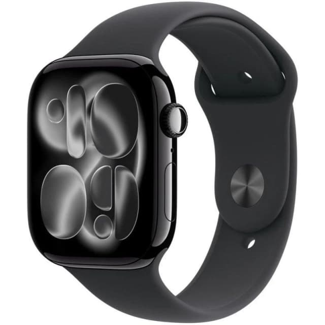Detalle de Apple Watch Series 11 GPS + Cellular 46 mm de aluminio negro con correa deportiva negra (M/L)