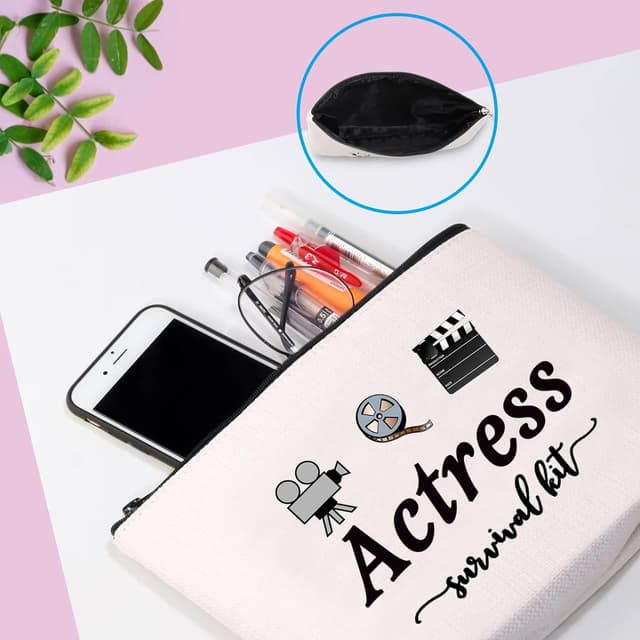 Detalle de Actress Survival Kit Theatre Acting Gift Canvas Zip Pouch (EU) for Drama Students