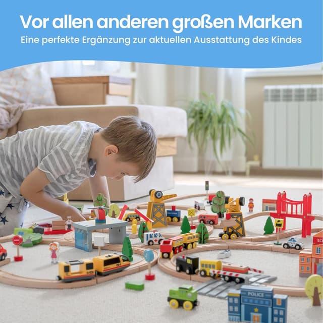 Thumbnail 4 de Tiny Land 55Pcs Holzeisenbahn Set 🚂