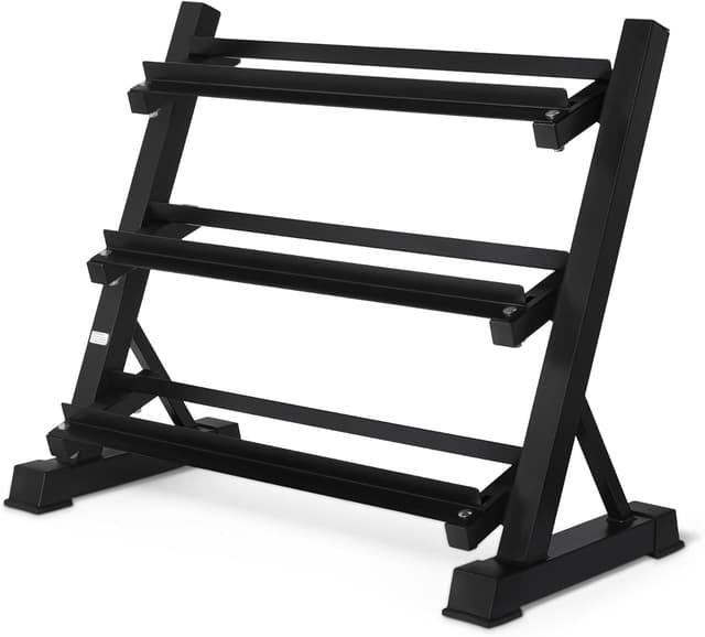 Detalle de Amazon Basics 3 Tier Adjustable Dumbbell Weight Rack (Stand Only) in Black