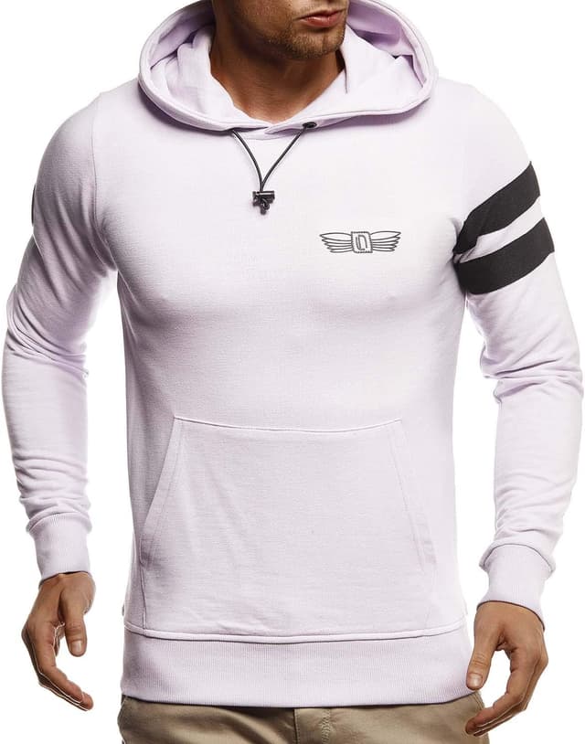 Detalle 2 de Leif Nelson LN8334 : pull à capuche homme slim fit noir et blanc