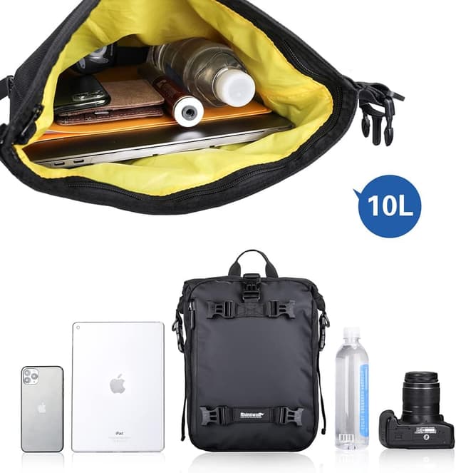 Detalle de Rhinowalk Motor Pannier Bag 10L Waterproof Rear Rack Trunk Bag (Black) – modular rear luggage storage