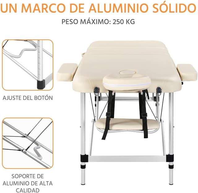 Thumbnail 5 de Yaheetech Camilla Masaje Plegable 3 Zonas 92 cm