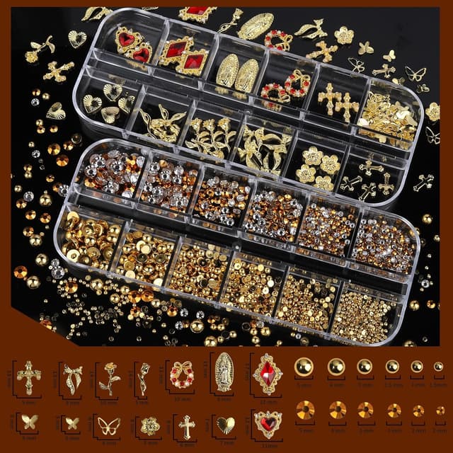 Detalle 2 de Teenitor Gold Nail Charms 4 Boxes ๐