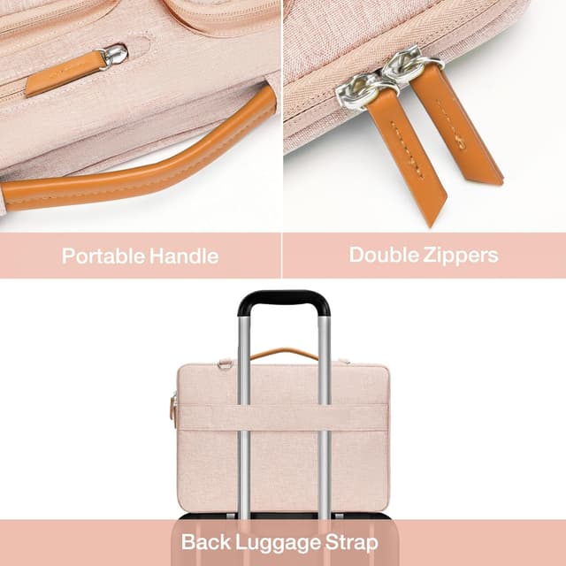 Detalle de MOSISO 360 Laptoptasche 15 Zoll (wasserdicht, stoßfest) – Schultertasche mit 4 Reißverschlusstaschen, Khaki