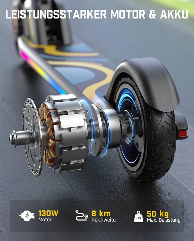 Thumbnail 6 de FanttikRide C9 Pro Elektroroller für Kinder (8–12 Jahre) – 8/12/16 km/h, faltbar & mit Regenbogen-LEDs