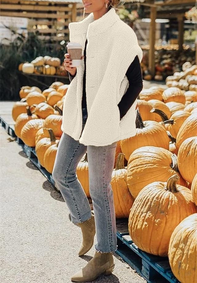 Detalle 2 de Hongqizo Womens Fuzzy Fleece Vest — Sherpa Jacket