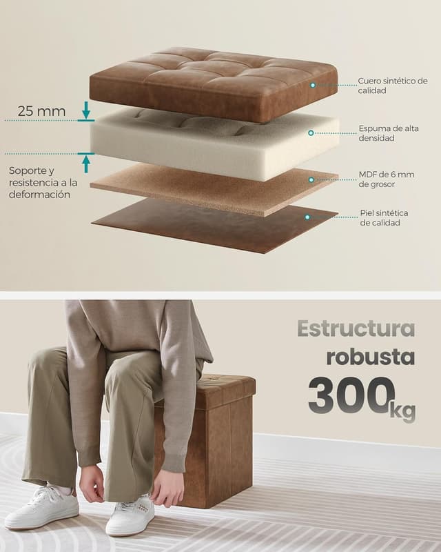 Thumbnail 3 de SONGMICS Puff 38 cm Banco almacenamiento