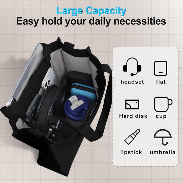 Detalle 2 de Tibroni Sac à main femme en velours côtelé noir : cabas rétro, bandoulière réglable