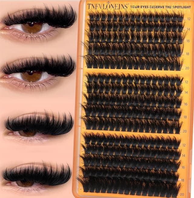 Detalle de TNFVLONEINS Fluffy Lash Clusters with Spikes (12–20mm) — Reusable Full Volume Faux Mink Cluster Lashes