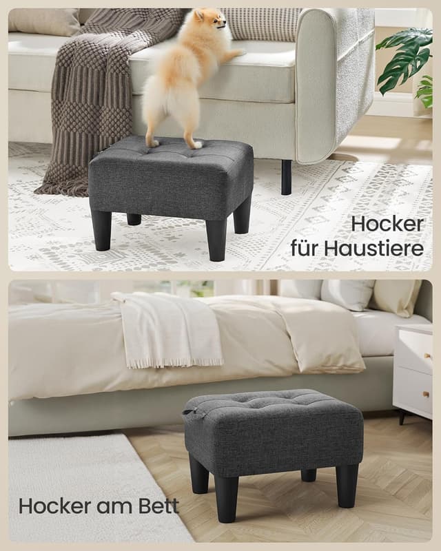 Detalle de SONGMICS Sitzhocker LOM502G01 als Fußhocker mit 5 cm Polsterung, bis 150 kg belastbar