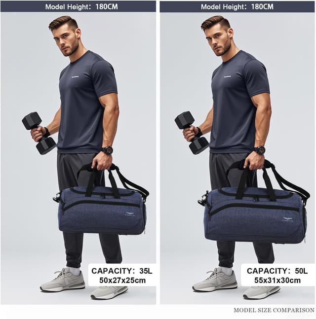 Detalle de FIORETTO Mens Sports Gym Bag with Wet Pocket