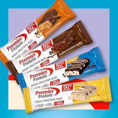 Detalle de Premier Protein High Protein Bar 50% Double Chocolate Cookie (16x40 g), baja en azúcar y baja en carbohidratos