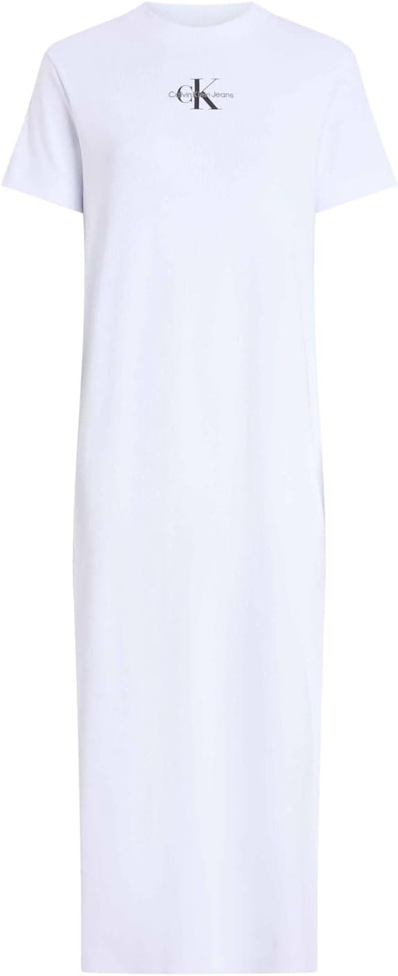 Detalle de Calvin Klein Monologo Long Rib Tee Dress J20J225543 : robe t-shirt longue côtelée pour un style minimal
