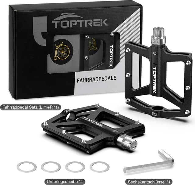 Thumbnail 6 de toptrek CNC-Aluminium Fahrradpedale (MTB/9/16 Zoll) mit 3 abgedichteten Lagern und rutschfesten Pins