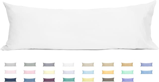 Detalle de FreshFit Sunflower 100% Cotton Body Pillowcase (20×54 inches) with Envelope Closure, 1-Pack, White