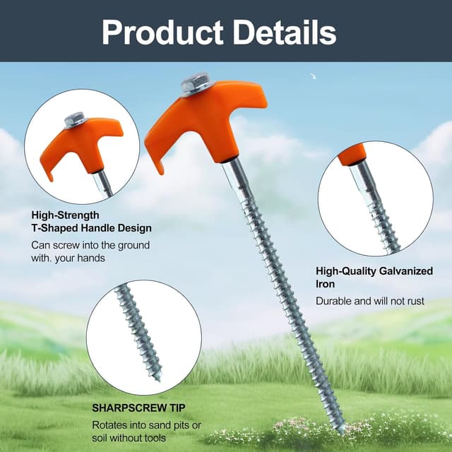 Thumbnail 3 de 20 Pcs 8in Heavy Duty Tent Pegs with Case ⛺