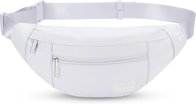 Detalle de MAXTOP bumbag waist fanny pack running belt with headphone jack and 3-zip pockets (adjustable)
