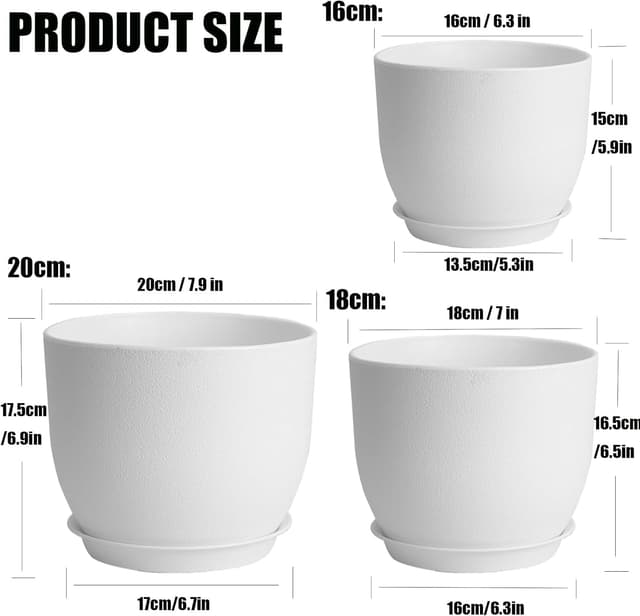 Detalle de PROFIKLA plant pot set 16, 18, 20cm