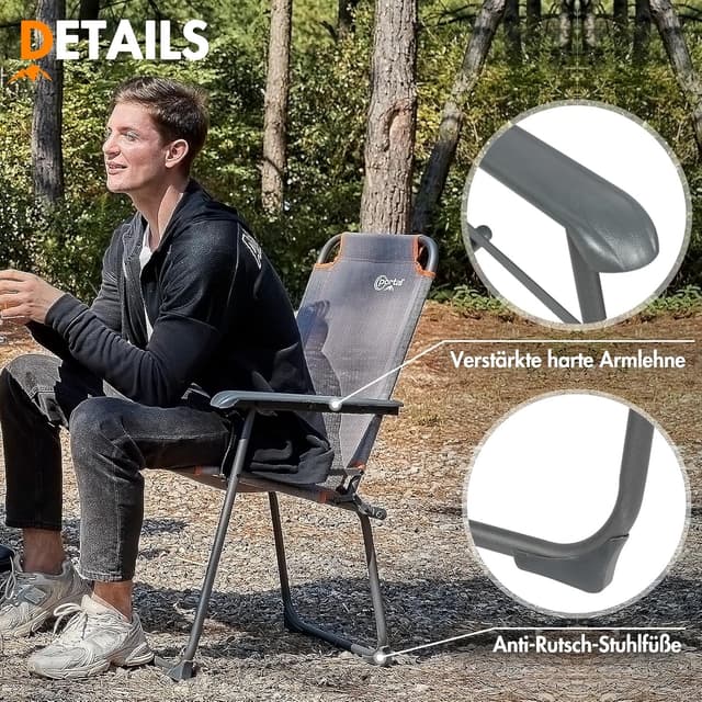 Detalle de Campingstuhl mit hoher Rückenlehne 150 kg