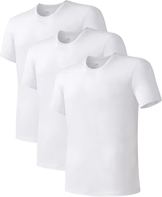 Detalle de DAVID ARCHY Men’s Moisture-Wicking Crewneck Undershirt (3 or 5 Pack)