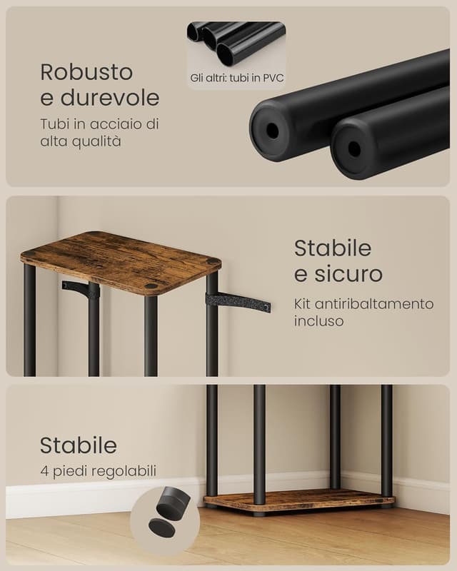 Detalle de VASAGLE Montaggio Super Veloce senza Attrezzi LLS135K01: scaffale a 5 ripiani autoportante in stile vintage