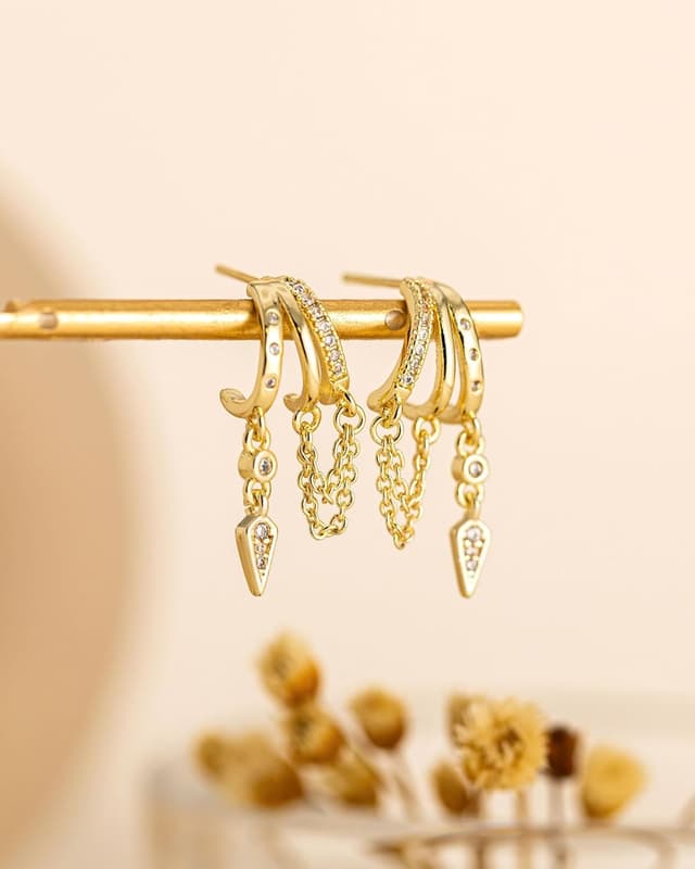 Detalle 2 de HANLI Ohrringe Silber 925 mit 3 Ketten