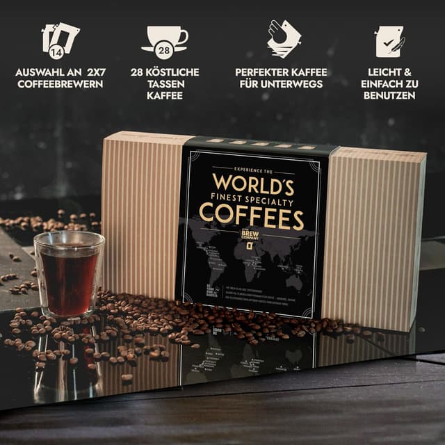 Detalle de Innovatives Kaffee Geschenk Set für Männer & Frauen – 14 Single-Estate & Bio Spezialitäten als Probierset von weltweit