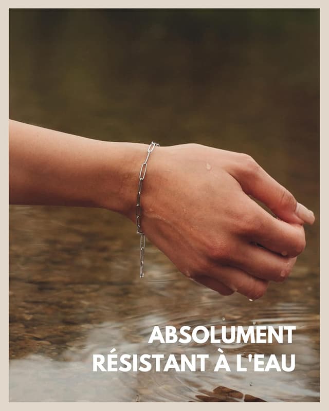 Detalle de GD GOOD.designs EST. 2015 Bracelet femme à maillons fins en acier inoxydable, plaqué or 18K (résistant à l’eau) — réglable