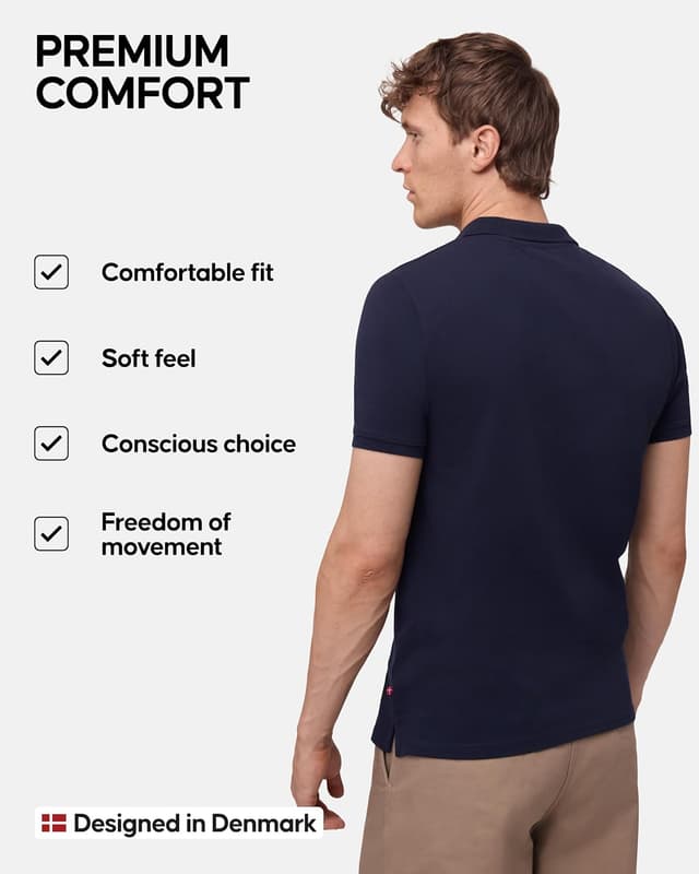 Detalle de Danish Endurance Men’s Organic Cotton Polo Shirt (Classic Fit) – Short Sleeve Work & Weekend