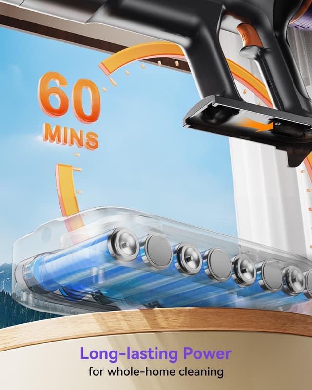 Detalle de Trunera Cordless Vacuum Cleaner 550W 45KPa (60Min Runtime) Self-Standing Stick Vacuum in Purple