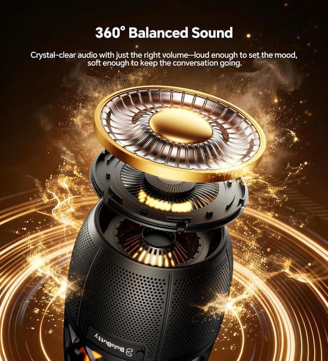 Detalle de BolaButty Outdoor Bluetooth Speaker with Lights (IPX5) — Multi-Sync Up to 100 Speakers, 3 Lighting Modes
