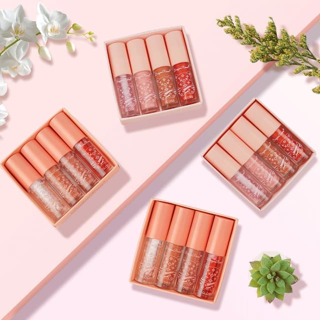 Thumbnail 6 de Coffret AOOWU 4 soins liquides brillants à lèvres (huiles + gloss) — brillance durable et texture légère