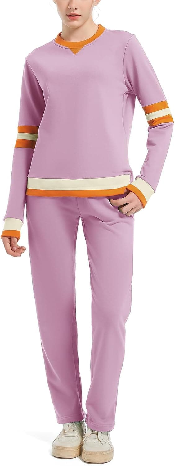 Detalle de ANOTWENER Damen Lounge-Set aus 85% Baumwolle (Zweiteiler) – Sweatshirt & Jogginganzug im Sweatsuit-Style