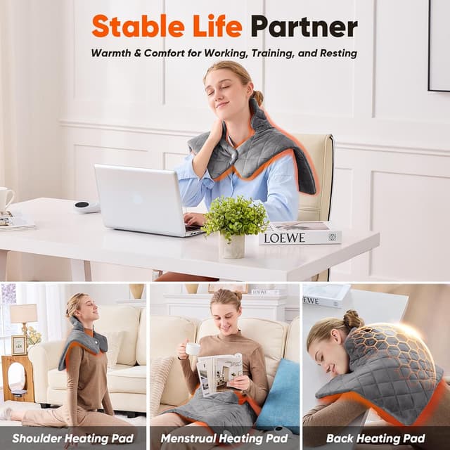 Thumbnail 4 de Weighted Heating Pad 9-Heat Options, Grey