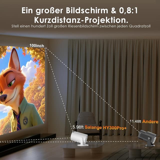 Detalle 2 de Salange Mini Beamer 2026 mit Android, 4K