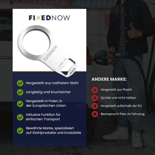 Detalle de FIXEDNOW FixedNow AdBlue chiusura fusibile in acciaio inox (tappo antifurto) per Fiat Ducato, Peugeot Boxer e Citroën Jumper