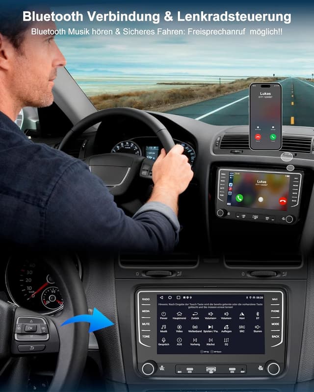 Thumbnail 4 de Autoradio 2+64GB Android 14 7 Zoll für VW Golf