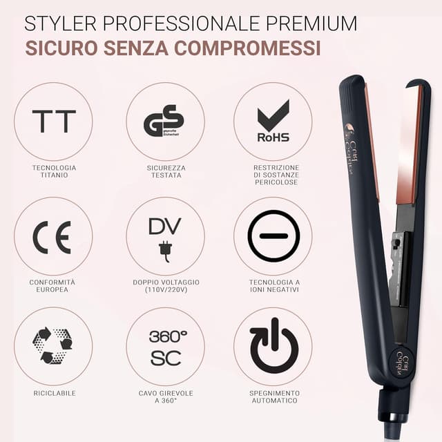 Detalle de Golden Curl Piastra per Capelli Golden Curl 2 in 1 (liscia e crea onde) con tecnologia ionica e titanio