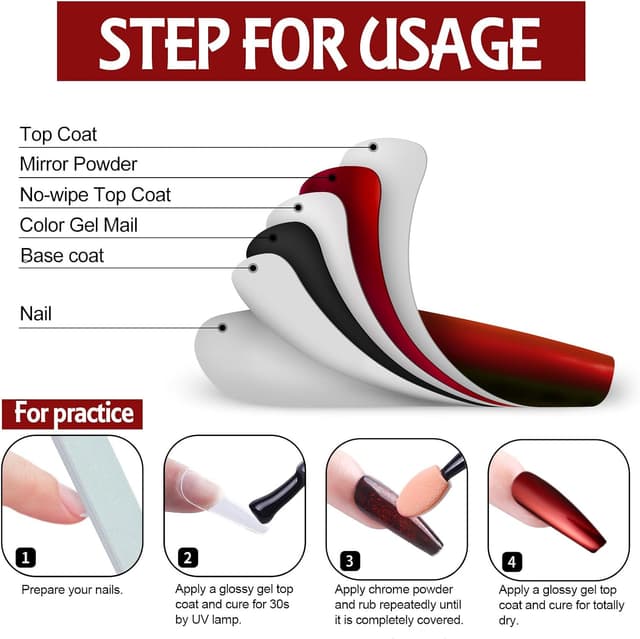 Thumbnail 4 de Artdone 16 Jars Chrome Nail Powders ๐