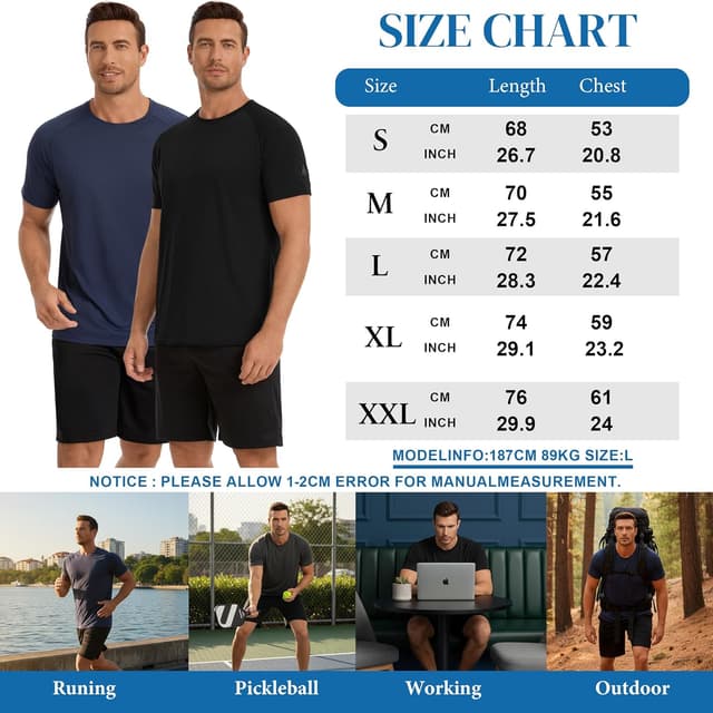 Detalle 2 de AMZSPORT Lot de T-Shirts de sport pour homme à manches courtes respirant et séchage rapide