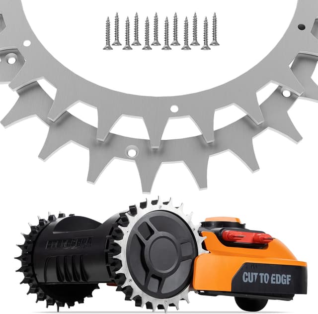 Detalle de ROBO CLAWS Edelstahl Spikes für Worx Landroid S, M und Plus – 2 mm Traktionsspikes inkl. 12 Edelstahlschrauben